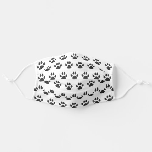 Black and White Dog Pawprints Adult Cloth Face Mask