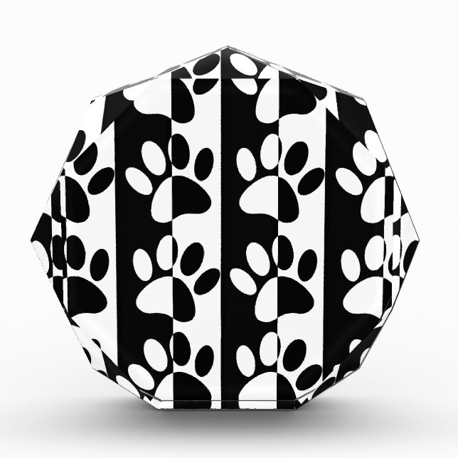 Black And White Dog Paws And Stripes Award (Front)