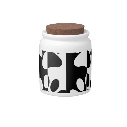 Black And White Dog Paws And Stripes Candy Jar