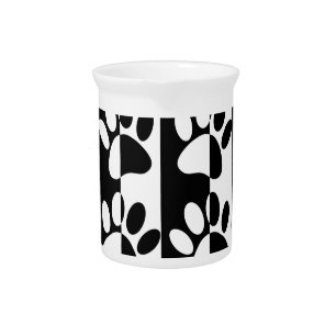 Black And White Dog Paws And Stripes Pitcher