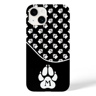 Black And White Dog Paws With Custom Monogram Case-Mate iPhone 14 Case