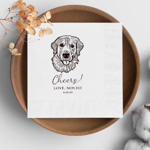 Black and White Dog Personalized Wedding Napkins