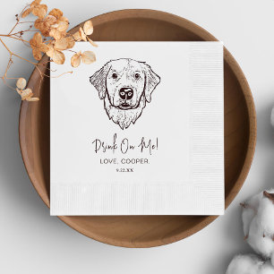 Black and White Dog Personalized Wedding Napkins