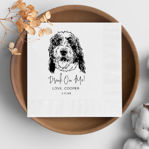 Black and White Dog Personalized Wedding Napkins