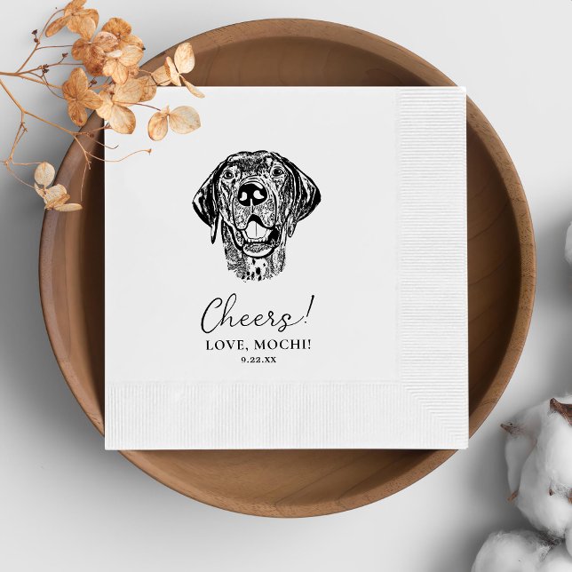 Black and White Dog Personalized Wedding Napkins (Creator Uploaded)