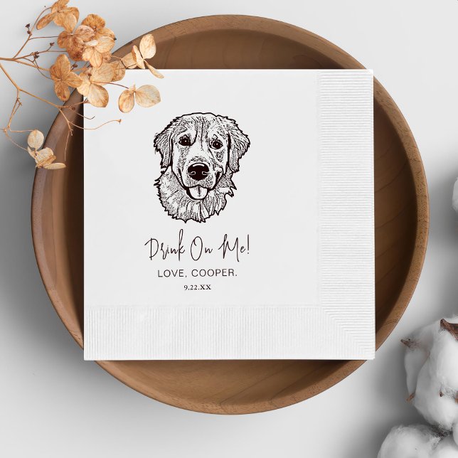 Black and White Dog Personalized Wedding Napkins (Creator Uploaded)