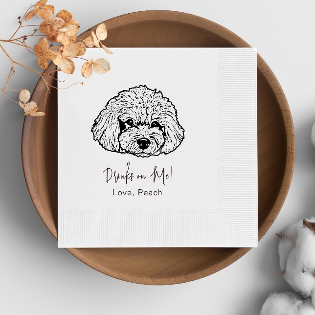 Black and White Dog Personalized Wedding Napkins (Creator Uploaded)