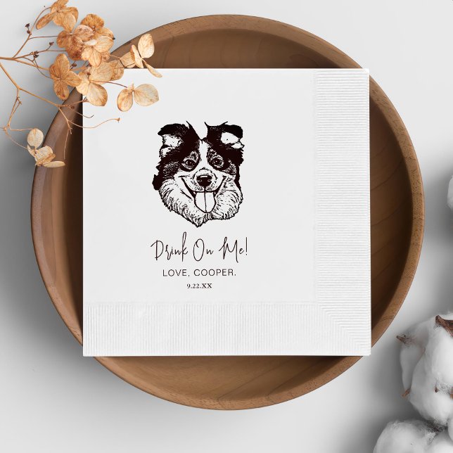 Black and White Dog Personalized Wedding Napkins (Creator Uploaded)
