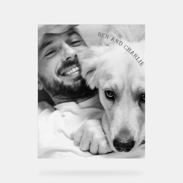 Black and White Dog Photo  Acrylic Sign (Front)