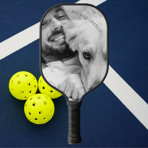 Black and White Dog Photo  Pickleball Paddle