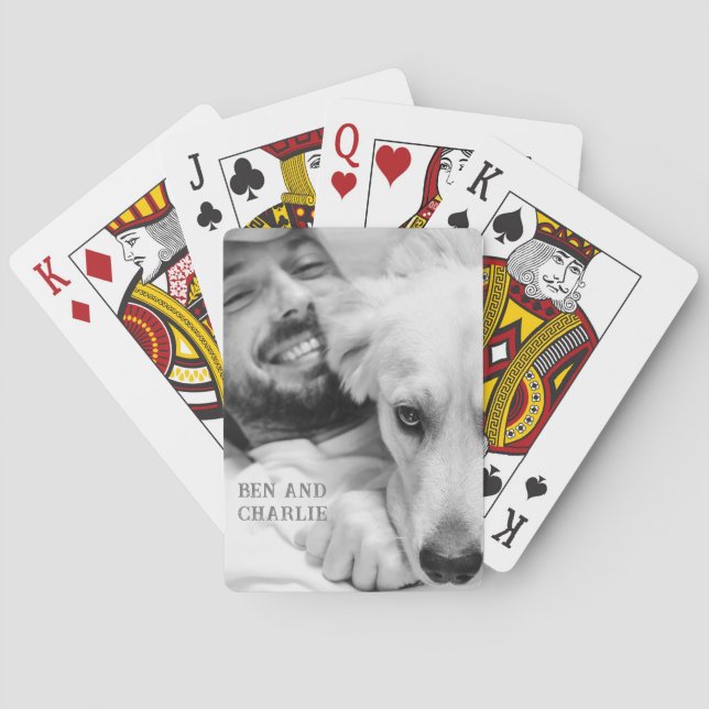 Black and White Dog Photo  Poker Cards (Back)