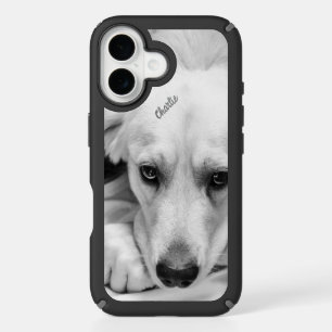 Black and White Dog Photo iPhone 16 Case