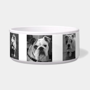 Black and White Dog Photos and Name Personalized Bowl