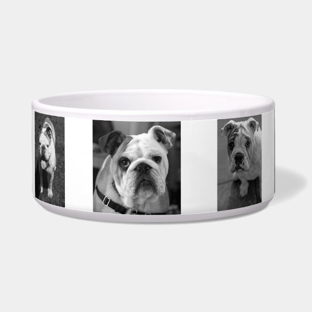 Black and White Dog Photos and Name Personalized Bowl (Left)