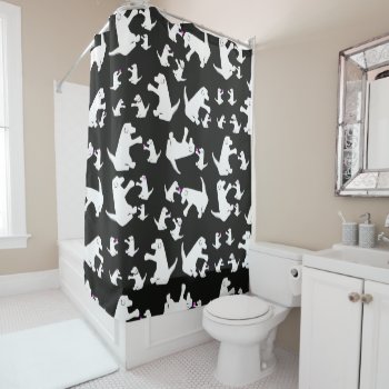 Black And White Dog Shower Curtain by SPKCreative at Zazzle