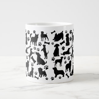 Black and White Dog Silhouette Giant Coffee Mug
