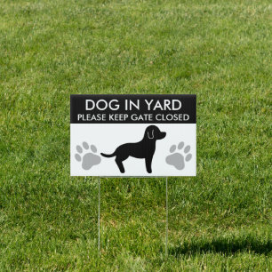 Black And White Dog Silhouette Keep Gate Closed Sign