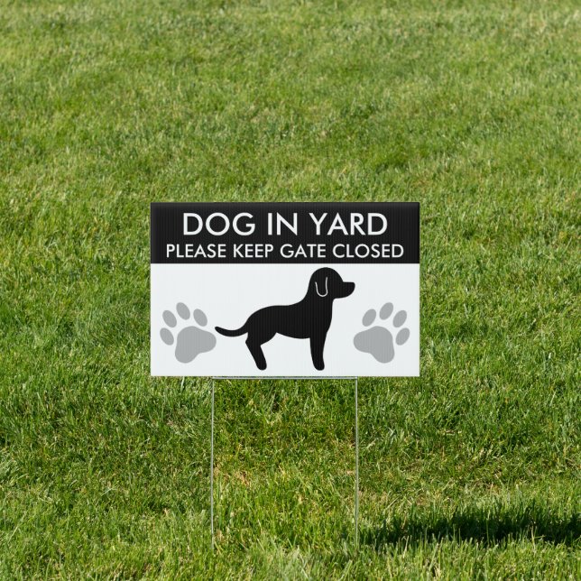 Black And White Dog Silhouette Keep Gate Closed Sign (Insitu)