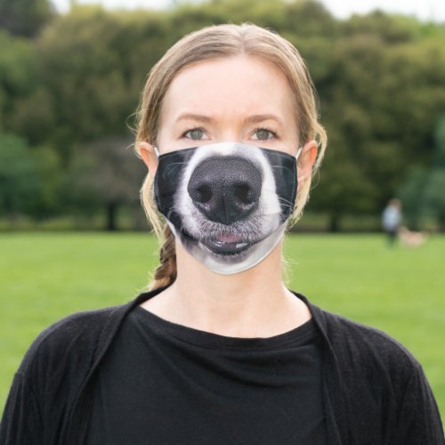 Black and White Dog Snout Nose Adult Cloth Face Mask
