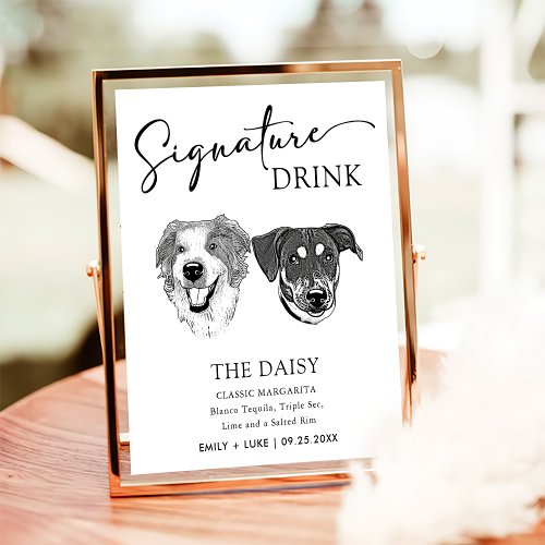 Black And White Dog Wedding Signature Drink Sign