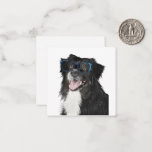 Black and White Dog with Glasses Blank Inside Note Card