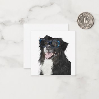 Black And White Dog With Glasses Blank Inside Note Card by Eclectic_Ramblings at Zazzle