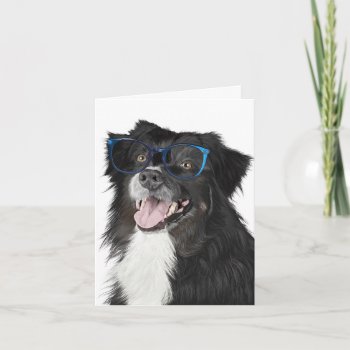 Black And White Dog With Glasses Blank Inside Note Card by Eclectic_Ramblings at Zazzle