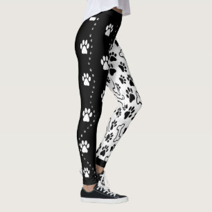Black and White Doggy Paws Leggings
