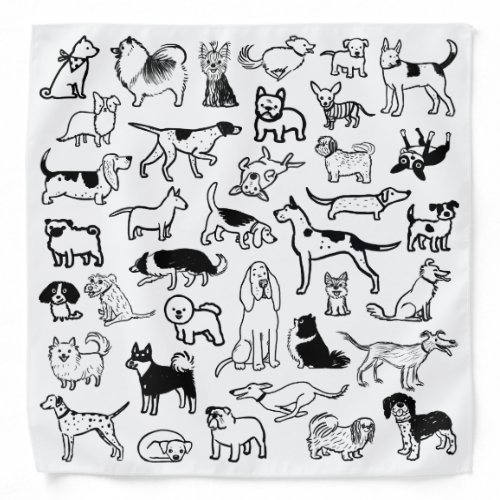 Black and White Dogs Pattern  Cool Canine Lovers Bandana