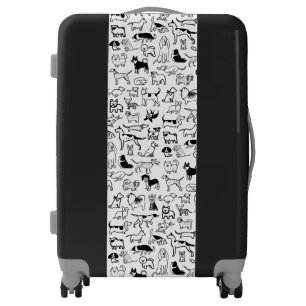 Black and White Dogs Pattern Cool Canine Lover's Luggage