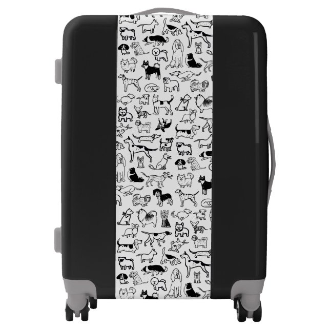 Black and White Dogs Pattern | Cool Canine Lover's Luggage (Front)