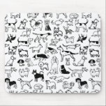 Black and White Dogs Pattern | Cool Canine Lover's Mouse Pad<br><div class="desc">Black and white dogs pattern featuring many dog breeds including a Beagle, Pug, Cocker Spaniel, Border Collie, Great Dane, French Bulldog, Bloodhound, Yorkshire Terrier, Shiba Inu, Basset Hound, Pit Bull, Bull Terrier, Boston Terrier, Alaskan Klee Kai, Bulldog, Dalmatian, Bichon Frise, Dachshund, Pointer, Pekingese, Chihuahua, Shih Tzu, Keeshond, and Pomeranians. A...</div>