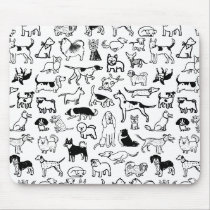 Black and White Dogs Pattern | Cool Canine Lover's Mouse Pad
