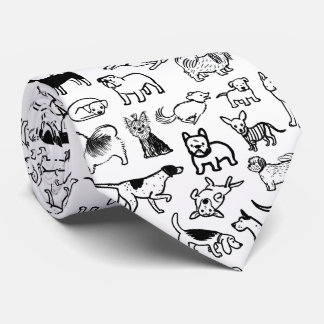 Black and White Dogs Pattern | Cool Canine Lover's Neck Tie