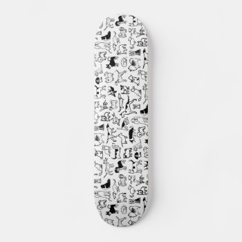 Black And White Dogs Pattern | Cool Canine Lover's Skateboard by jennsdoodleworld at Zazzle