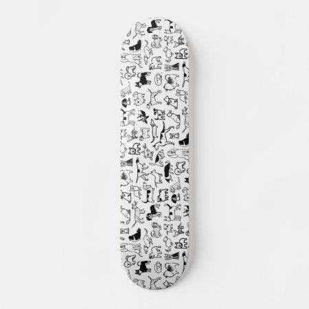 Black And White Dogs Pattern | Cool Canine Lover's Skateboard