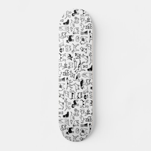 Black and White Dogs Pattern  Cool Canine Lovers Skateboard
