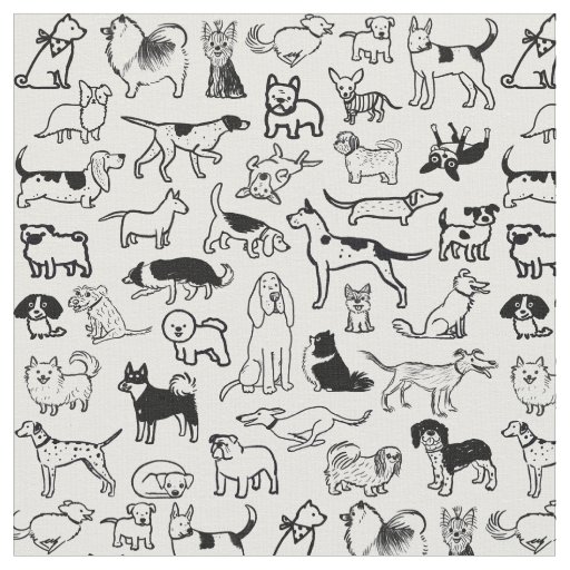 Black and White Dogs Pattern | Cute Canine Lover's Fabric