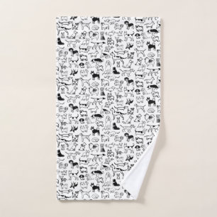 Black and White Dogs Pattern Cute Canine Lover's Hand Towel