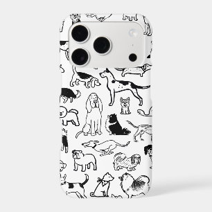 Black and White Dogs Pattern Cute Canine Lover's iPhone 17 Pro Case