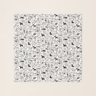 Black and White Dogs Pattern   Cute Canine Lover's Scarf