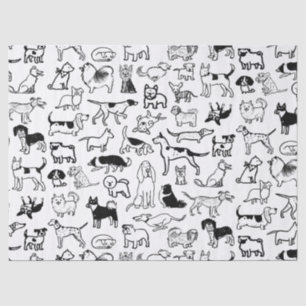 Black and White Dogs Pattern Cute Canine Lover's Tissue Paper