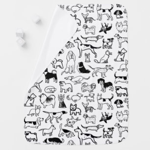 Black and White Dogs Pattern Cute Canines Baby Blanket