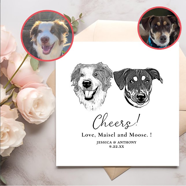 Black And White Dogs Personalized Cheers Napkins (Creator Uploaded)