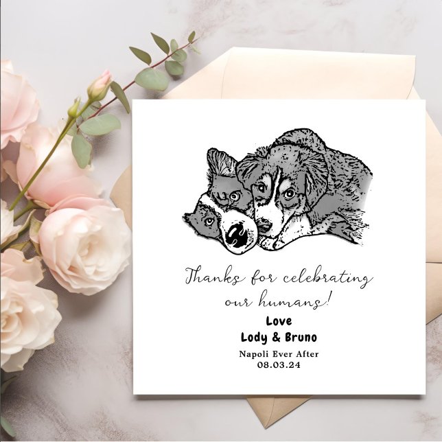 Black And White Dogs Personalized Cheers Napkins (Creator Uploaded)