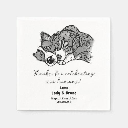 Black And White Dogs Personalized Cheers Napkins