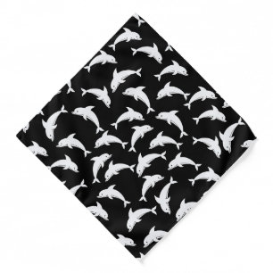Black and White Dolphin Pattern Bandana