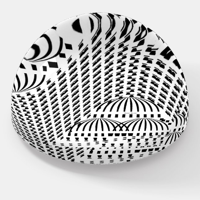 Black and White Dome Glass Paperweight (Angled)