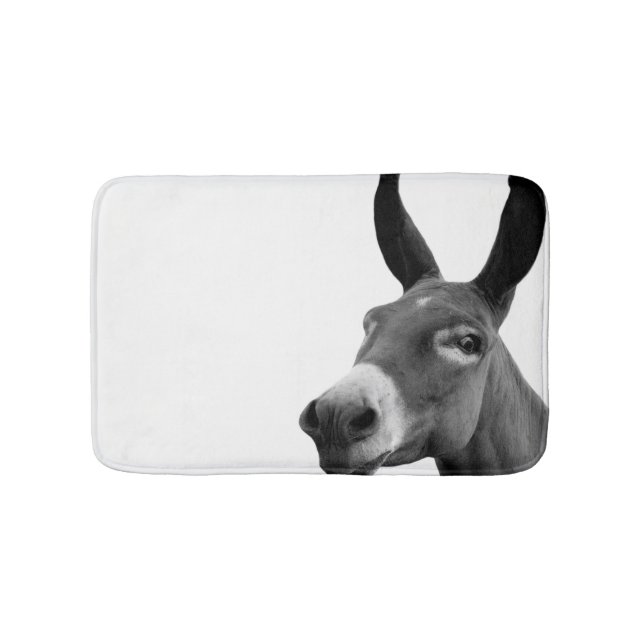 Black and white donkey animal photo bathroom mat (Front)