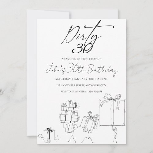 Black and White Doodle Art Birthday Party Invitati Invitation